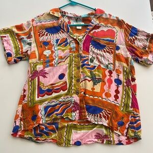 Anthropologie Maeve Bon Voyage Button Blouse